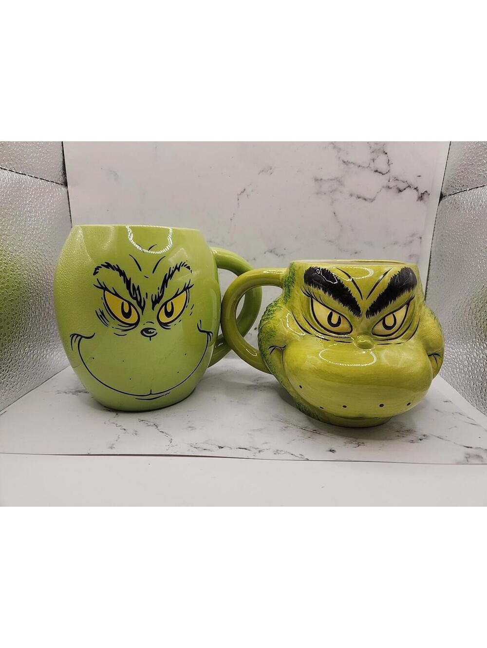 🔥Dr. Seuss The Grinch 2 Cups 16 oz. Sculpted Ceramic Mug🔥